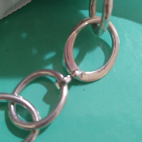 Artisan made Sterling Silver Large Link Chain Charm Bracelet, 7.5" - Picture 4 of 7